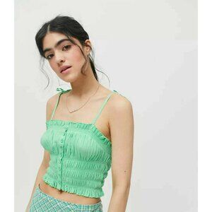 Urban Outfitters UO Tulla Smocked Cami Top Buttondown Tank Ruffle M NEW 220319